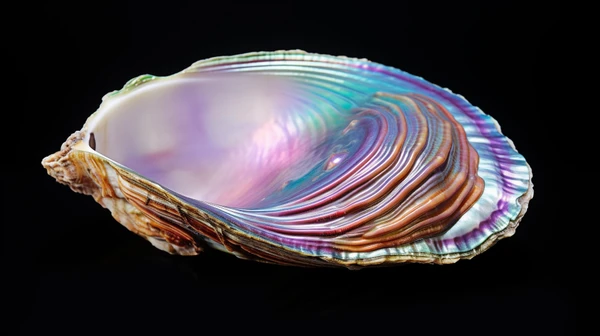 Collection of mother of pearl shells displaying various natural color variations