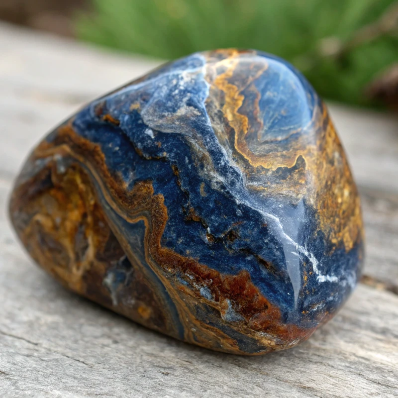 Natural Pietersite Rough Stone Natural raw pietersite rough stone showing unpolished surface with swirling blue and gold patterns