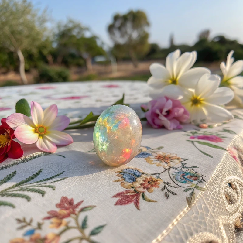 Natural opal stone displaying iridescent play of colors with magical metaphysical properties