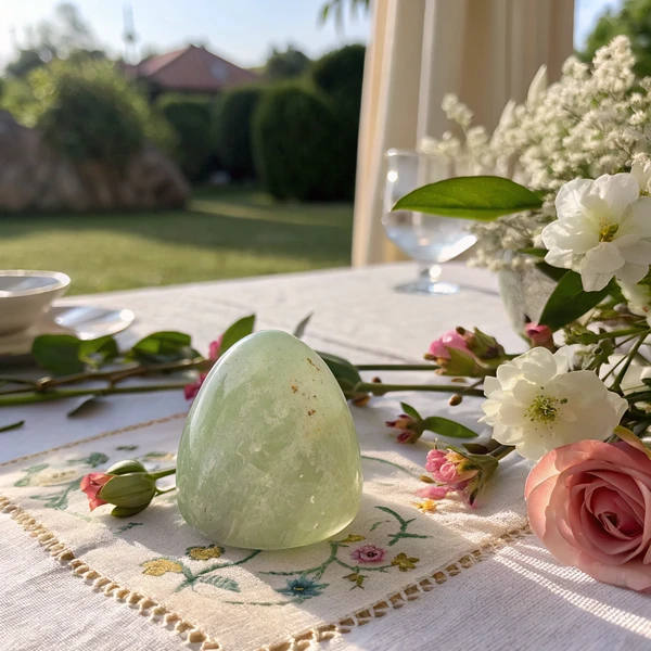 Natural green prehnite stone