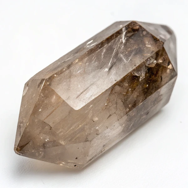 Nephrite Jade Stones Closeup Natural smoky quartz crystal displaying characteristic smoky brown transparency and hexagonal formation